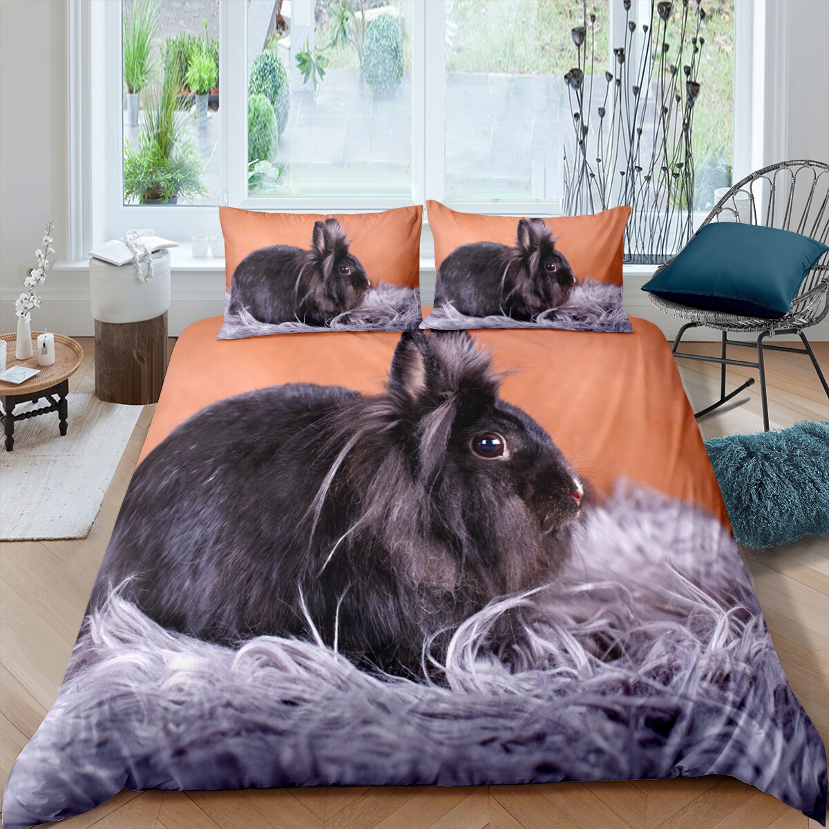 3D Rabbit Bedding Set Single Double King Queen Duvet Cover Cute Covers Home Covers With Pillowcases Bedclothes