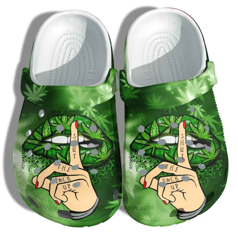 Weed Lip Smoke Croc Shoes – Funny Lipstick Weed Shut Up clogs