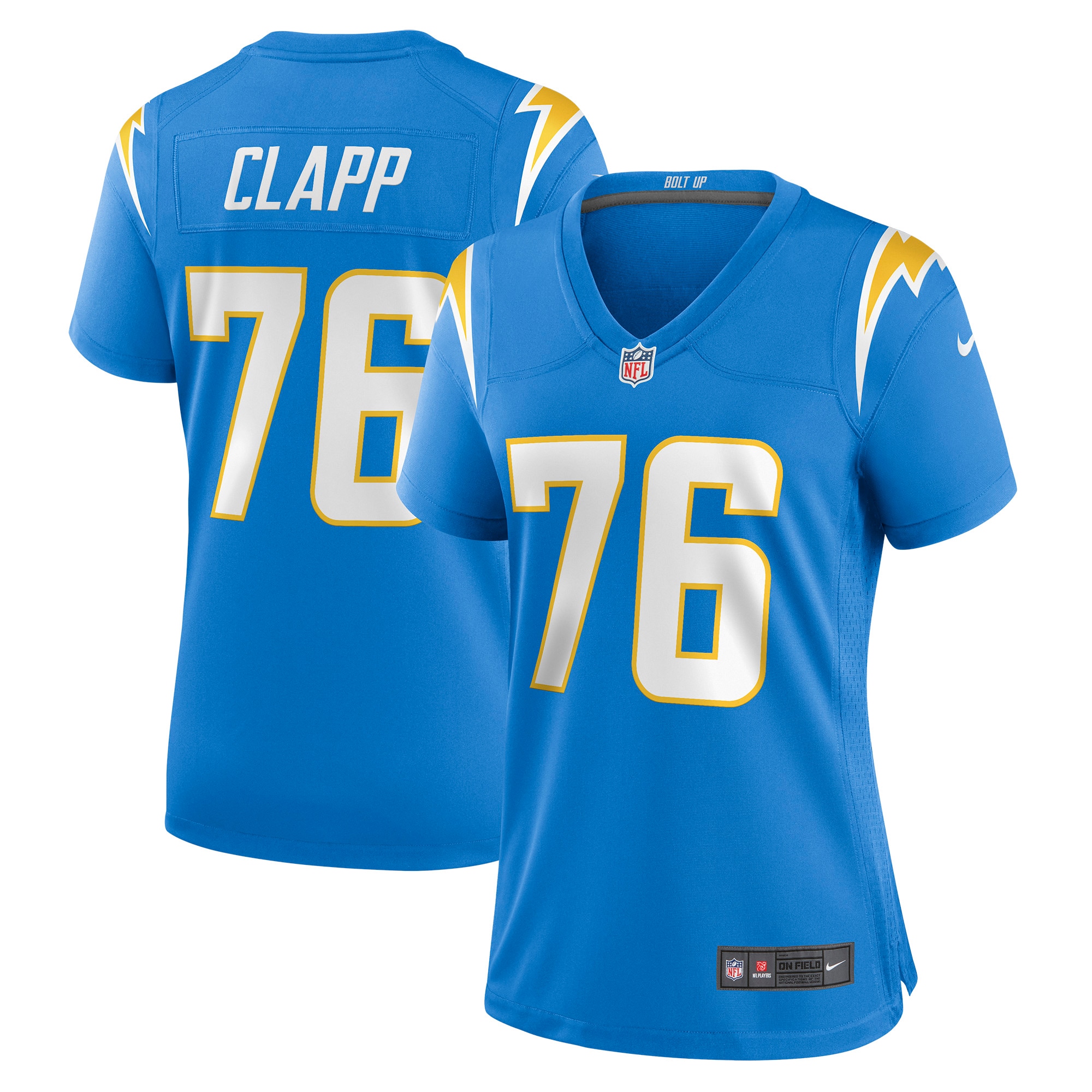 Will Clapp Los Angeles Chargers Women's Game Jersey – Powder Blue