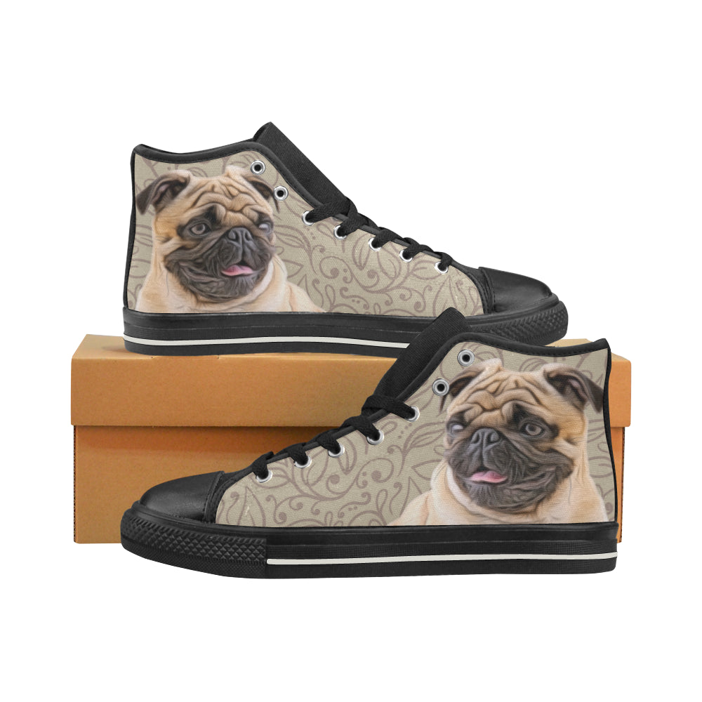 Pug Lover Black High Top Canvas Shoes for Kid