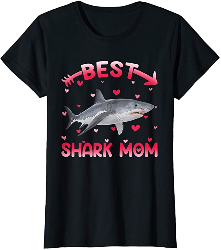 Womens Cute Best Shark Mom Mama Family Mother’s Day Animals T-Shirt