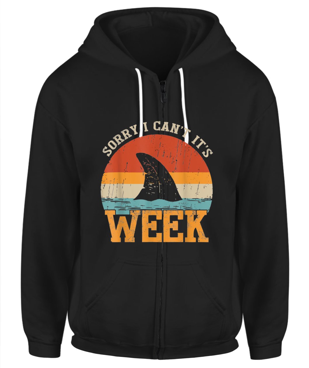 Vintage Sorry I Can’T It’S Week Funny Shark Zip-Up Hoodie Gift For Men Women