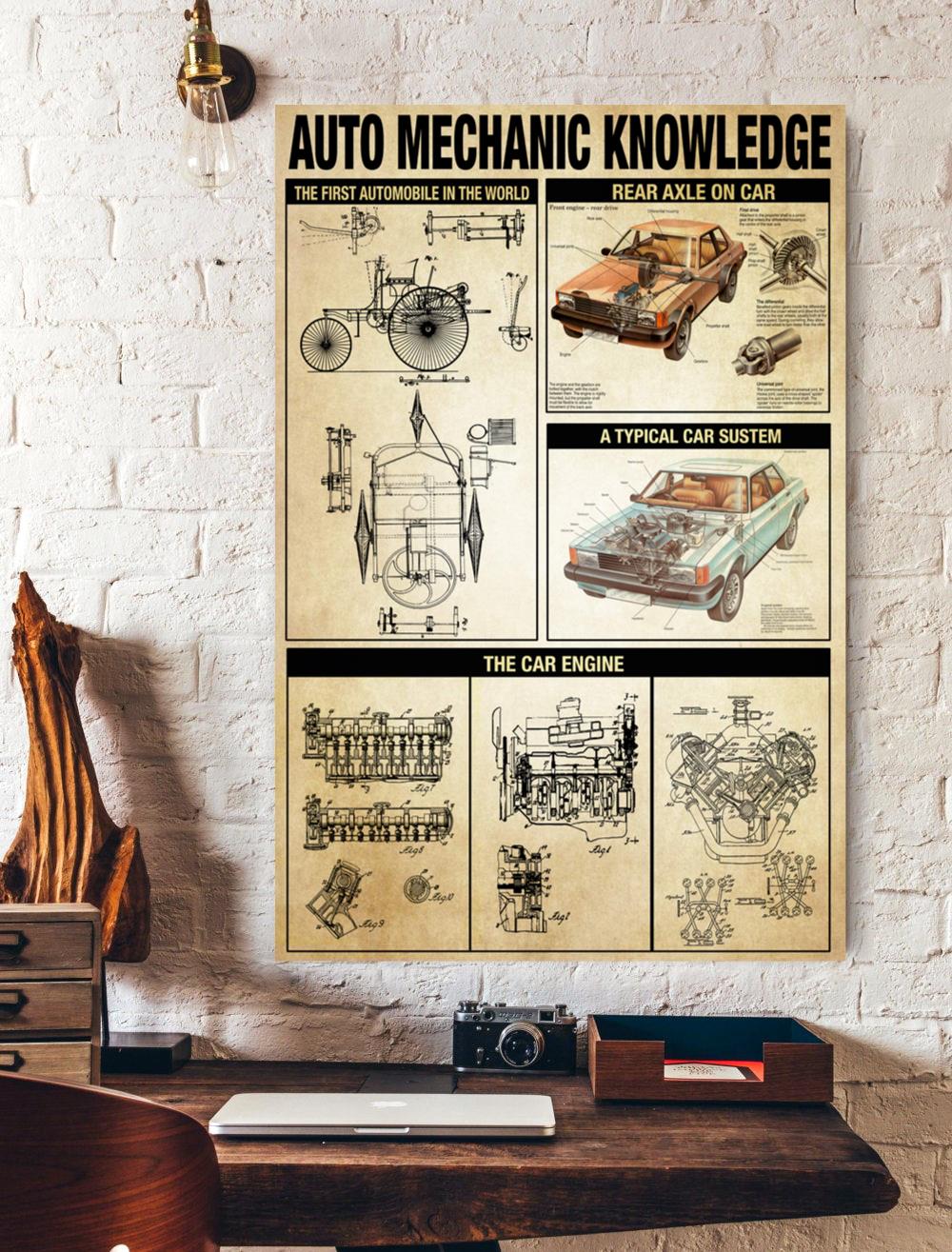 Auto Mechanic Knowledge Vertical Print Poster