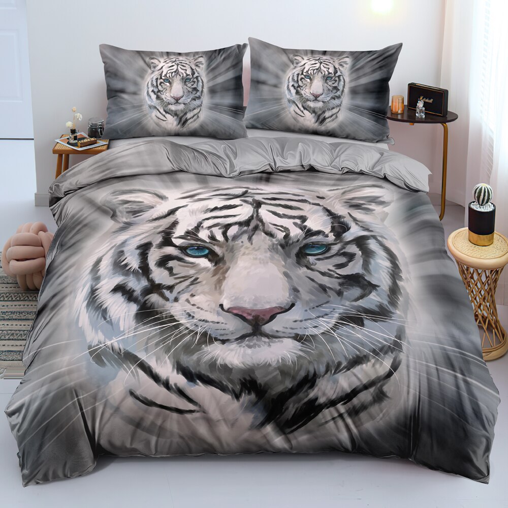 3D Digital Hd Tiger Bedding Set Double-Sided Duvet Cover Set Twin Queen King Size Bedding Set