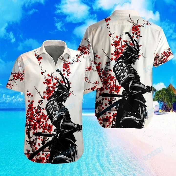 Samurai Warrior Red Flower Hawaii Shirt Ha45444