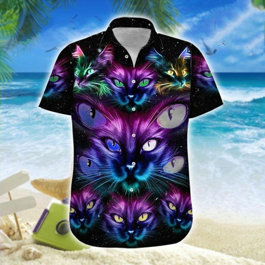 Neon Cat Galaxy Hawaii Shirt Unisex Adult Ha109550