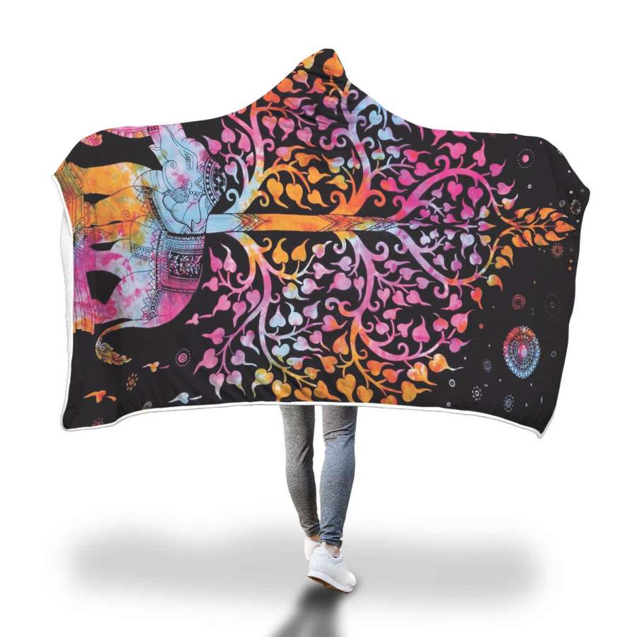 Tree Of Life Elephant Hooded Blanket