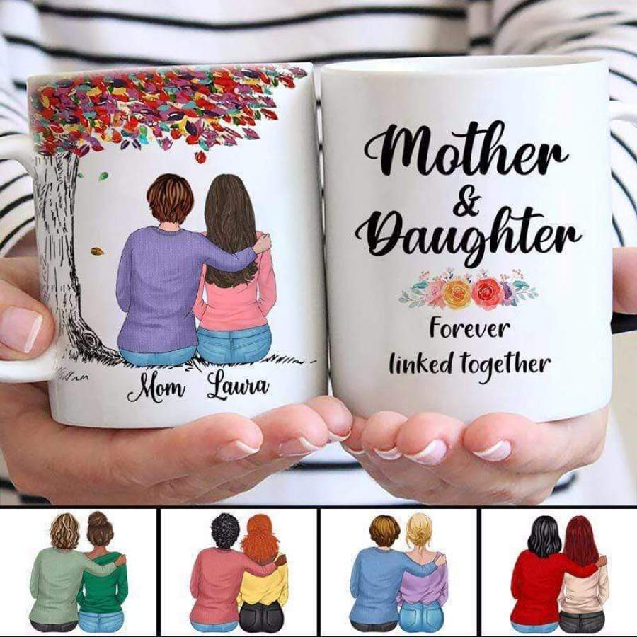 Mother Daughter Colorful Tree Personalized Mug