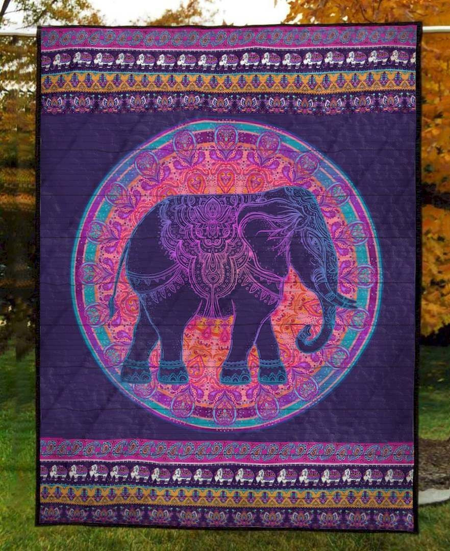 Shine You Light With Purple Elephant Wearing Cloths Quilt Blanket Great Customized Blanket Gifts For Birthday Christmas Thanksgiving