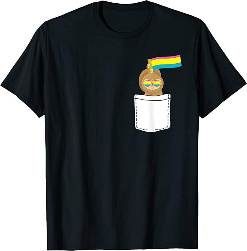 Sloth Pocket Pansexual Pride Cute Animal Proud LGBT-Q Ally T-Shirt