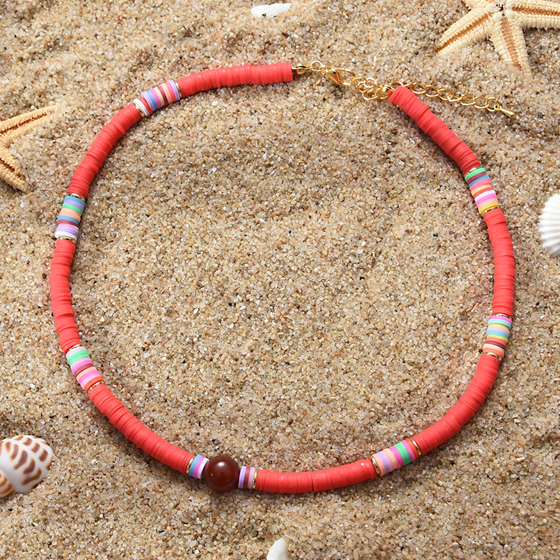 Colorful Beads Necklace Women Fashion Girl Necklace Summer Beach Surf Jewelry alx