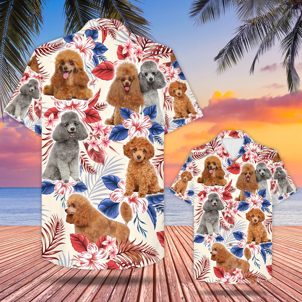 Poodle Usa Flag Hawaii Lover Hawaii Aloha Shirt For Dog Ha13962