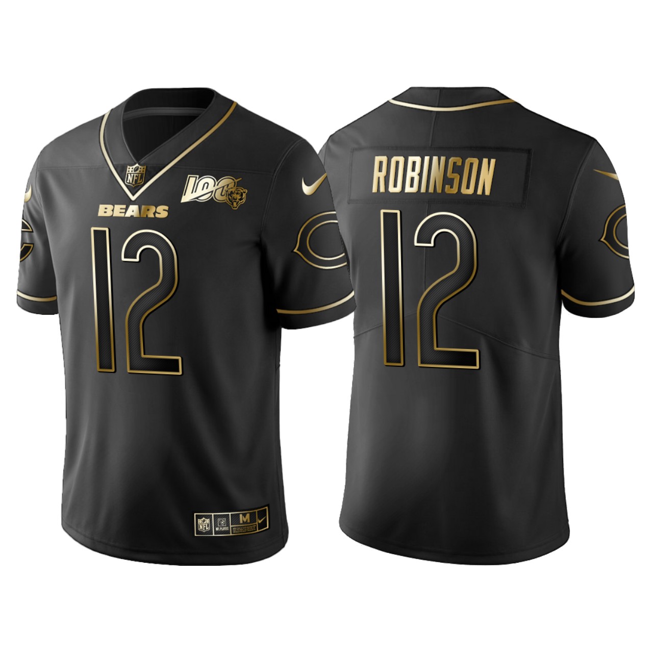 Chicago Bears Allen Robinson 100th Anniversary Black Gold Logo Jersey