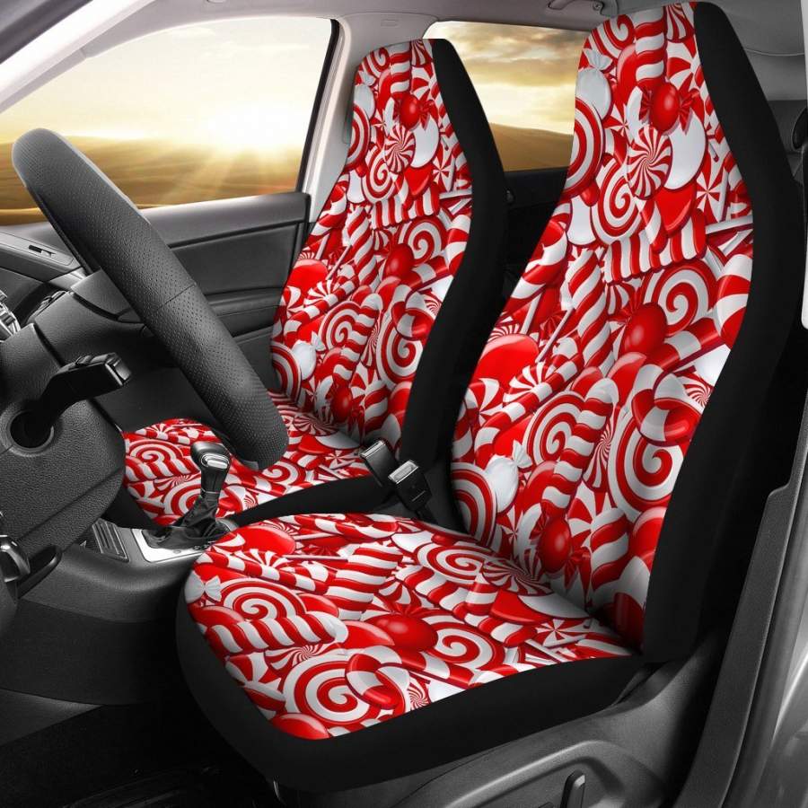 Candy Cane Print Pattern Universal Fit Car Seat Covers