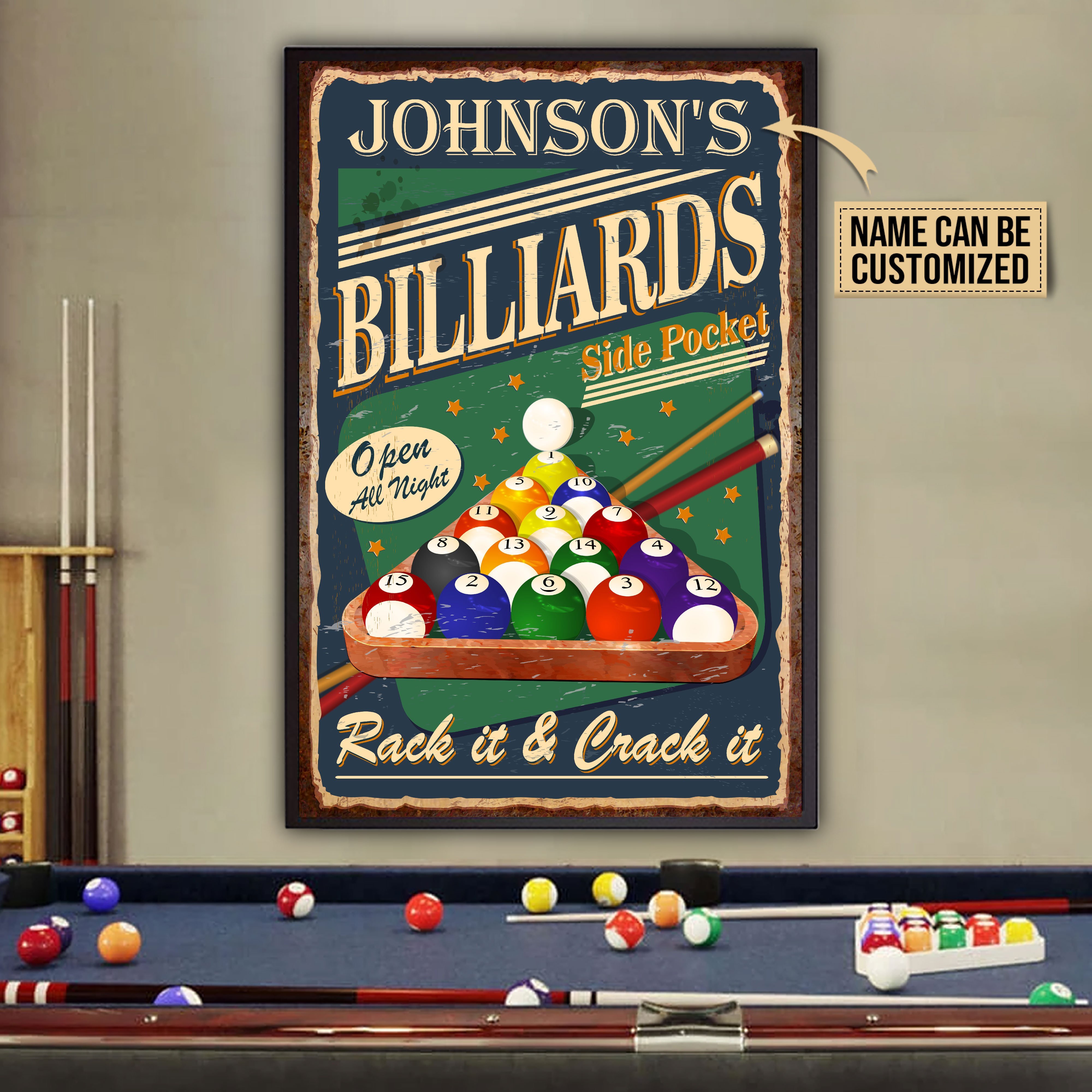 Personalized Billiard Rack It Customized Poster Poster Art Design