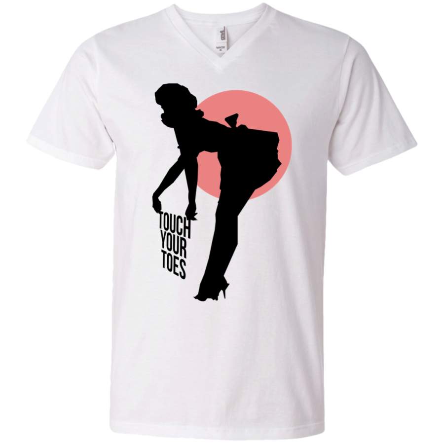 Vintage Girl Touch Your Toes Men’s V-Neck T-Shirt