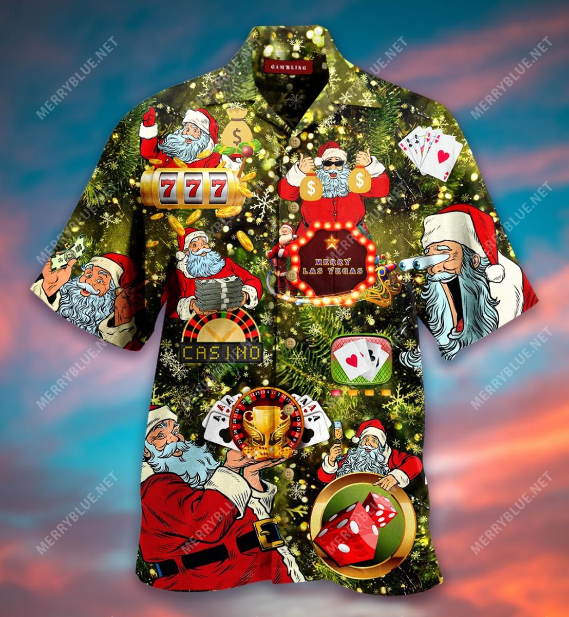 Who Is A Gambling Man Santa Claus Aloha Hawaiian Shirt Colorful Short Sleeve Summer Beach Casual Shirt For Men And Women