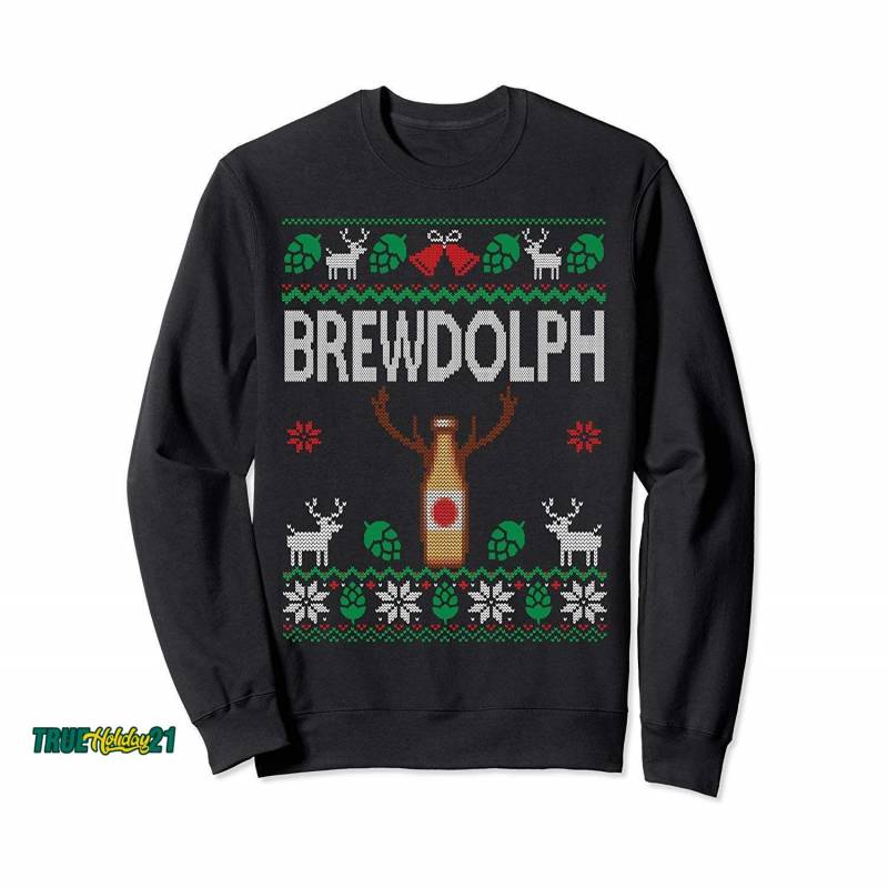 Brewdolph Ugly Christmas Beer Lover Craft Beer Brewer Sweatshirt