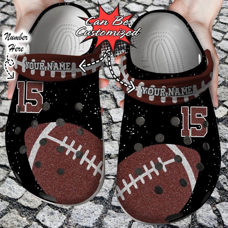 Custom Name Number Football Glitter clog Shoes Football