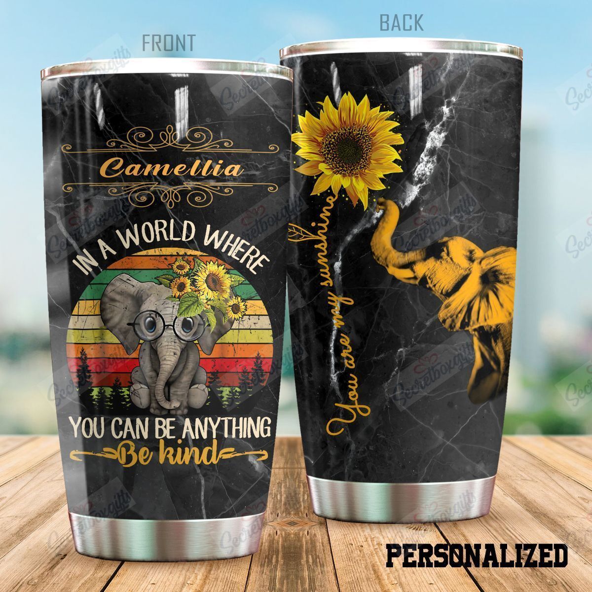 Personalized Elephant Nc1410565Cl Stainless Steel Tumbler Travel Customize Name, Text, Number, Image