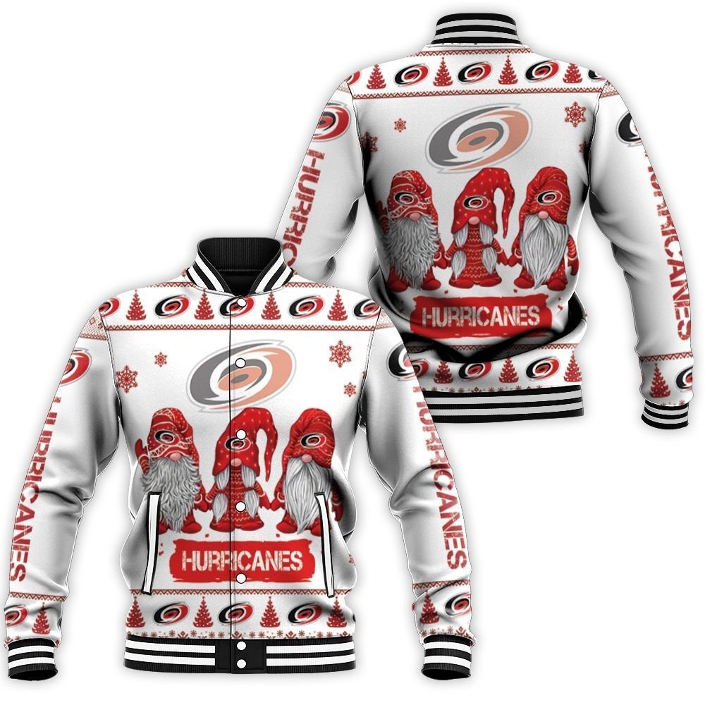 Christmas Gnomes Carolina Hurricanes Ugly Sweatshirt Christmas 3D Baseball Jacket