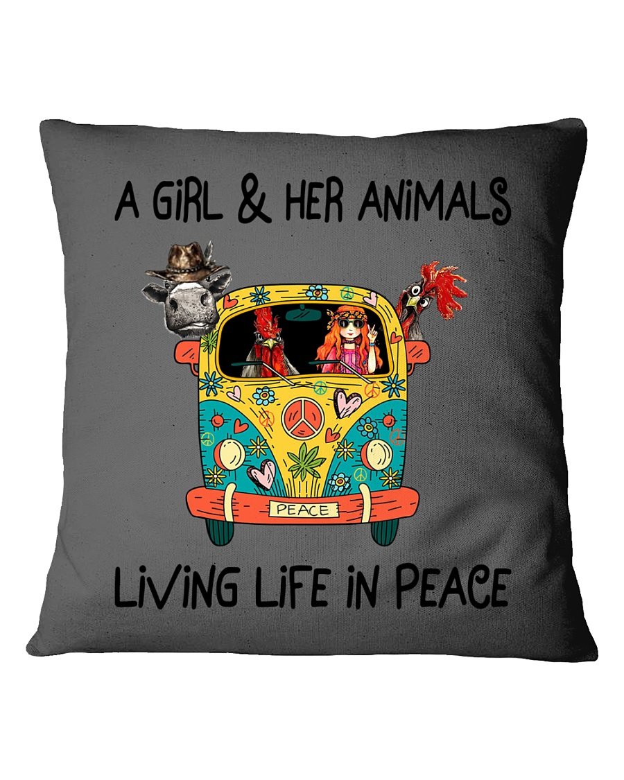 A Girl And Her Animals Living Life In Peace Pillowcase