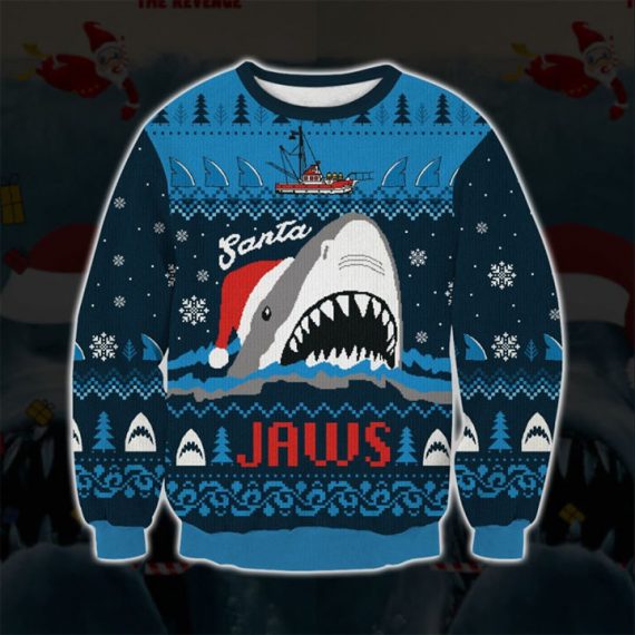 Christmas Gift For Jaws Shark Lover Ugly Christmas Sweater Hg