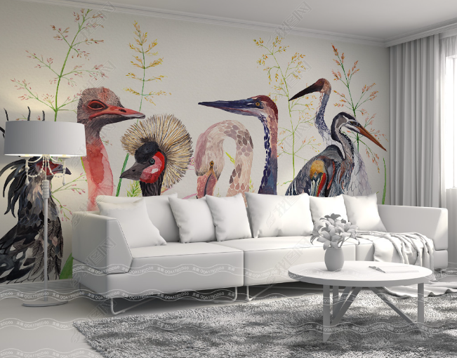 3D Hand Drawn Animal Bird Wall Mural Wallpaper Lqh 237