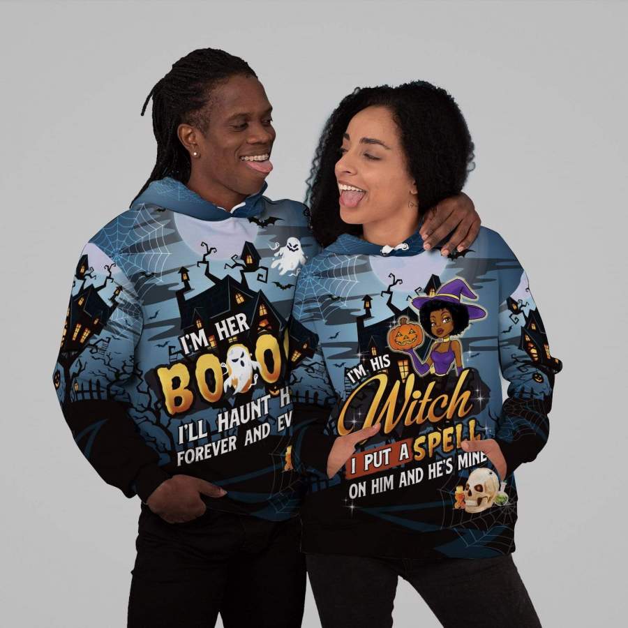 Witch And Boo Couple Hoodies