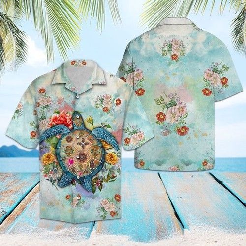 Turtle Flower Summer Hawaii Shirt For Men Women Ha86369