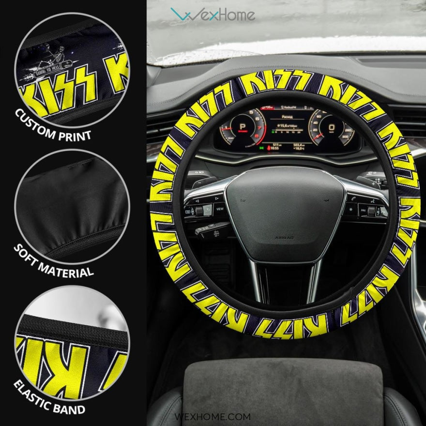 Kiss Rock Band Steering Wheel Cover Kiss Band Skeleton Steering Wheel