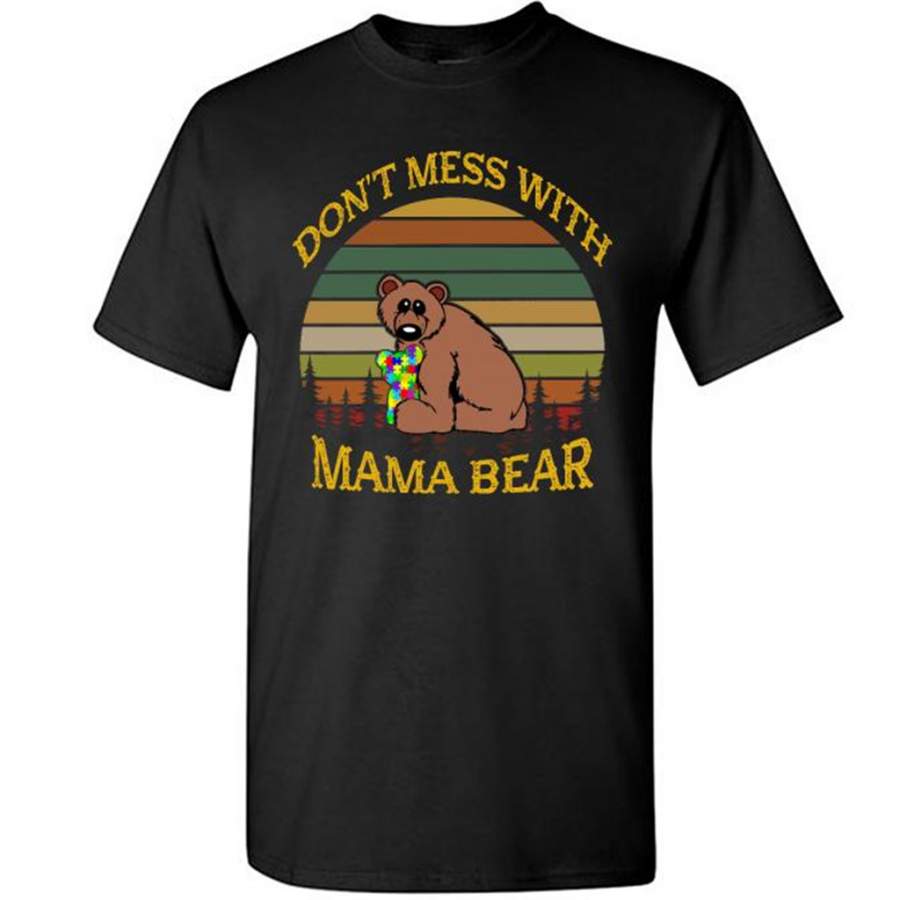 Don’t Mess With Mama Bear, Autism Bear, Vintage Retro Design – Gildan Short Sleeve Shirt