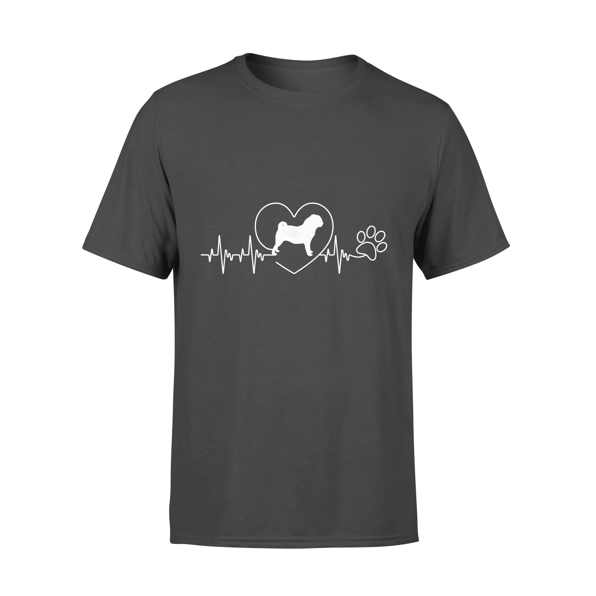 Dog gift idea Pug Heartbeat Pet Paw Love Puppy T-Shirt – Standard T-shirt