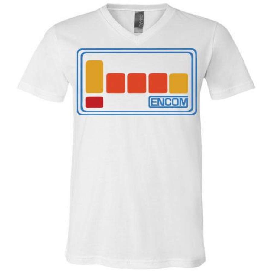 Tron Encom Computer Logo 1982 Vintage Retro Scifi Movie,v1, Canvas Unisex V-Neck T-Shirt