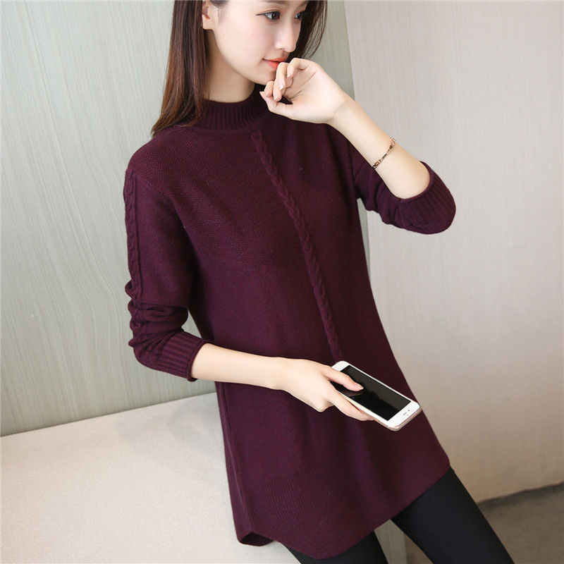 Women’s Sweater Autumn Winter 2022 New Half Turtleneck Top Loose Mid-length Fashion All-match Pullover Knitwear Trending Sweater alx