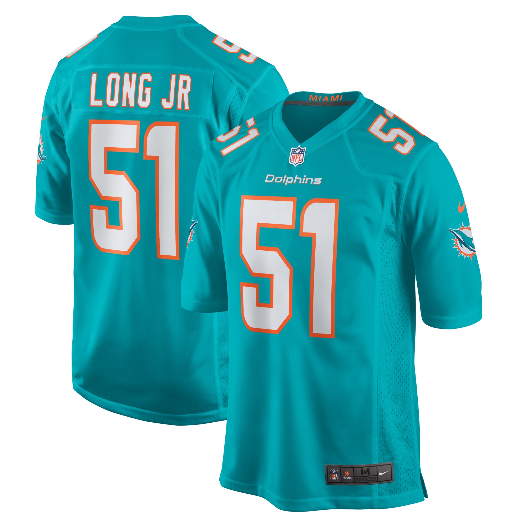 David Long Jr. Miami Dolphins Game Jersey – Aqua