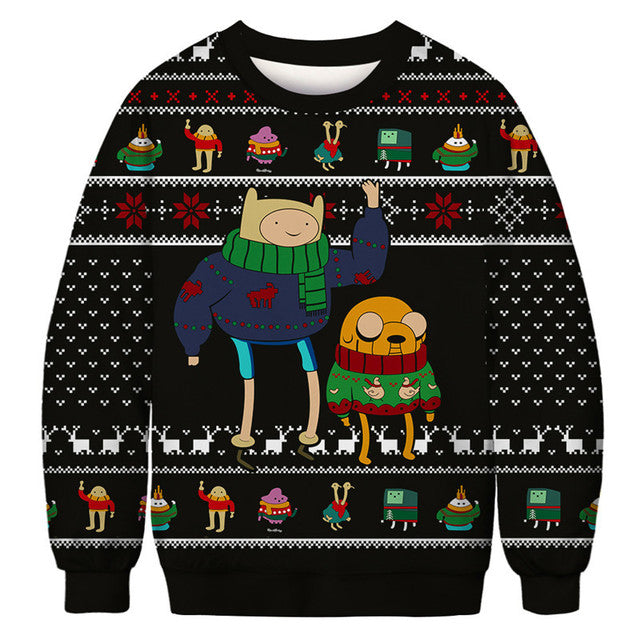 3D Funny Print Ugly Christmas Sweater  Christmas Jumpers