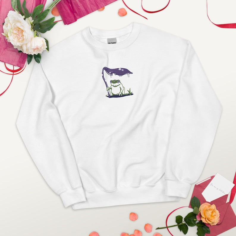 Frog Lover Embroidered Sweatshirt 2D Crewneck Sweatshirt All Over Print Sweatshirt For Women Sweatshirt For Men Sws2963