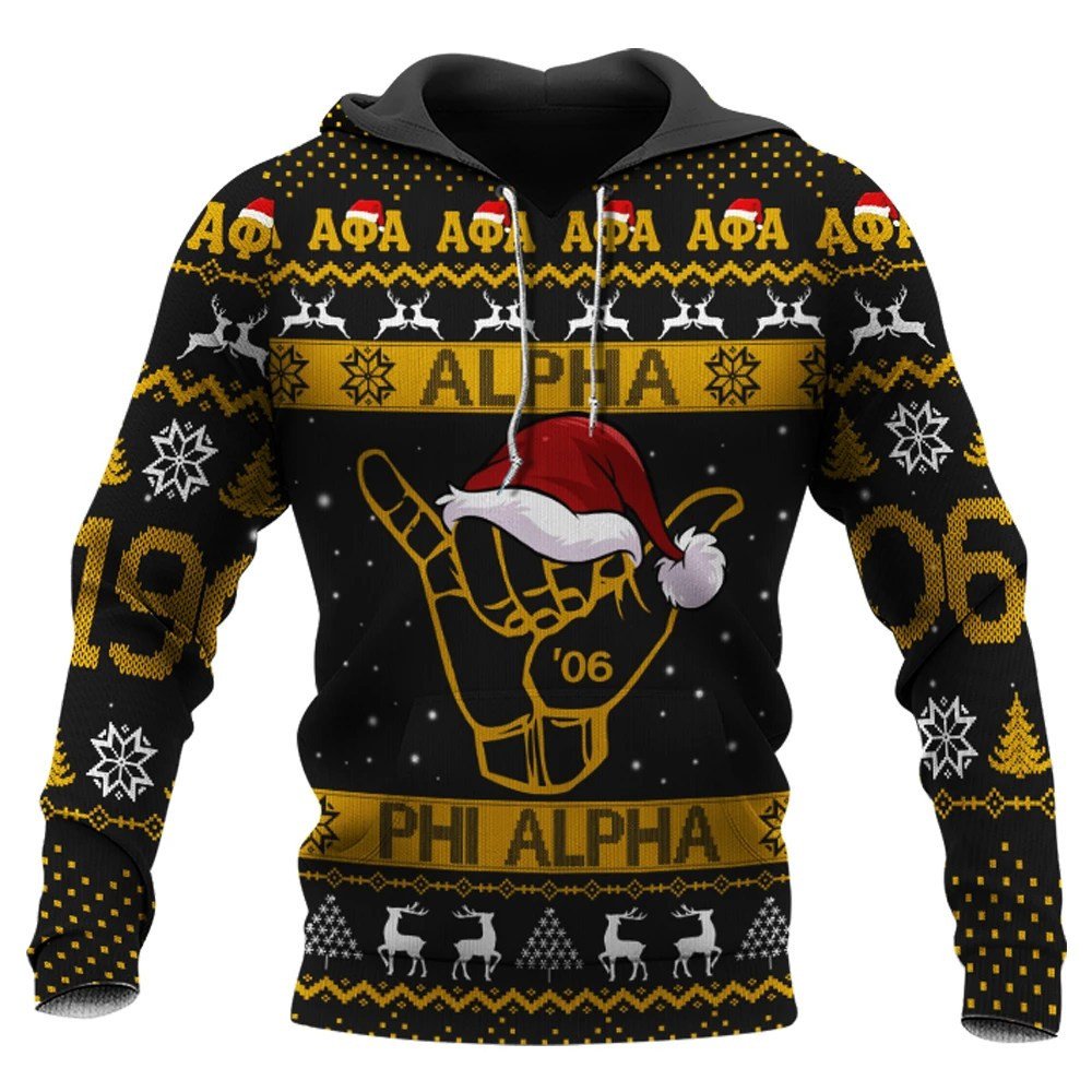 Fraternity Hoodie – Alpha Phi Alpha Handsign Christmas Hoodie