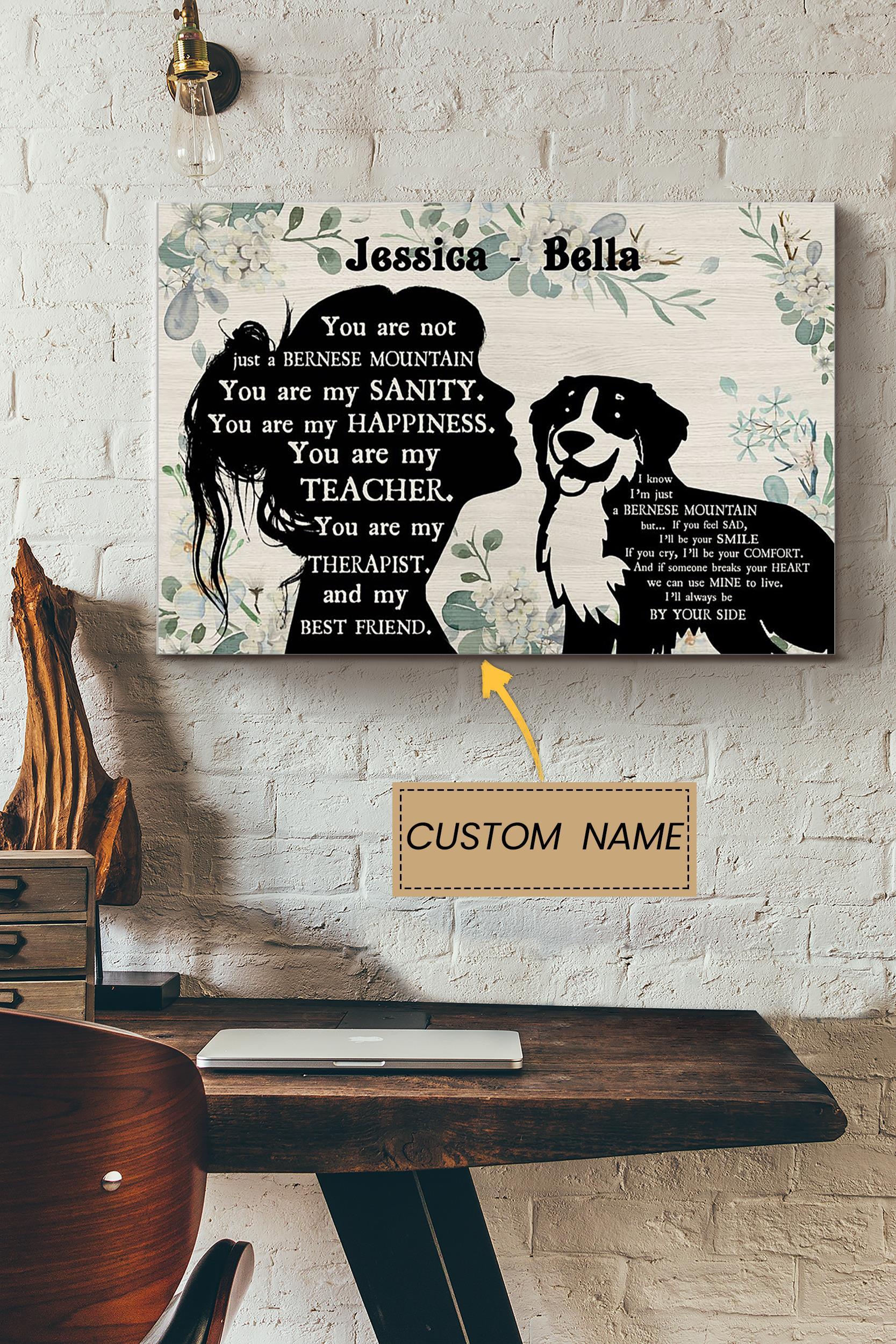 Bernese Mountain Girl Therapist Best Friend Personalized Poster – Animal Wall Art – Gift For Dog Lover Dog Foster Puppy Fan Poster