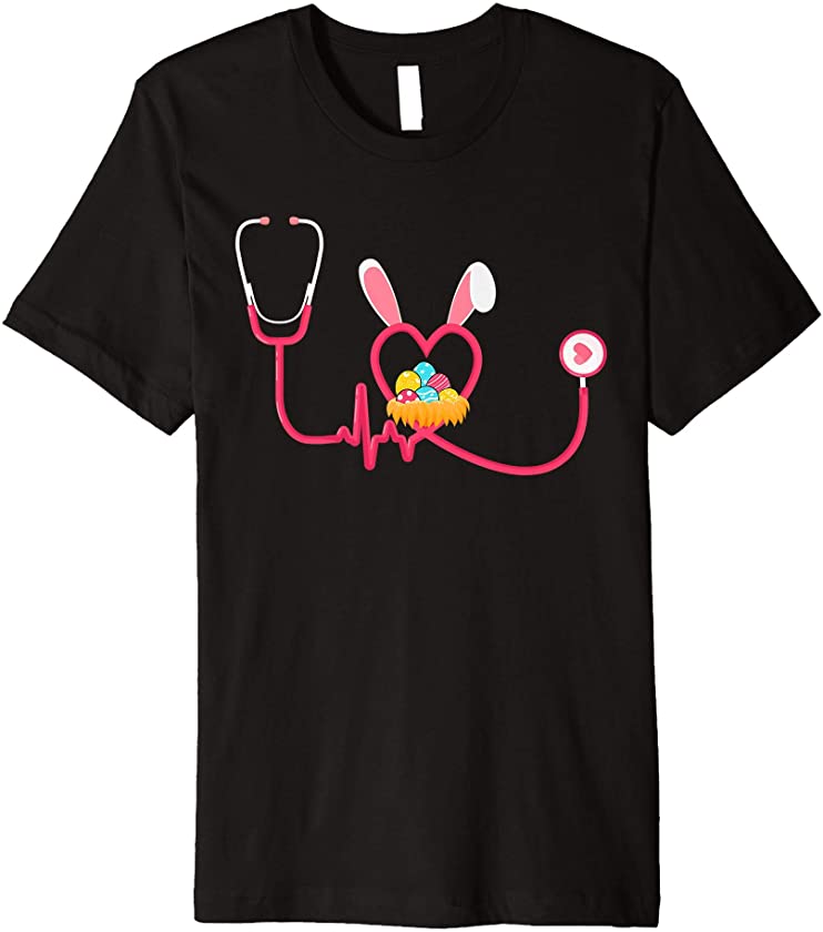 Nurse Stethoscope Easter Bunny Ears Easter Day Bunny Nursing Premium T-Shirt