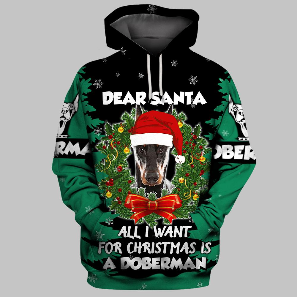 Doberman Christmas 3D Full Printing