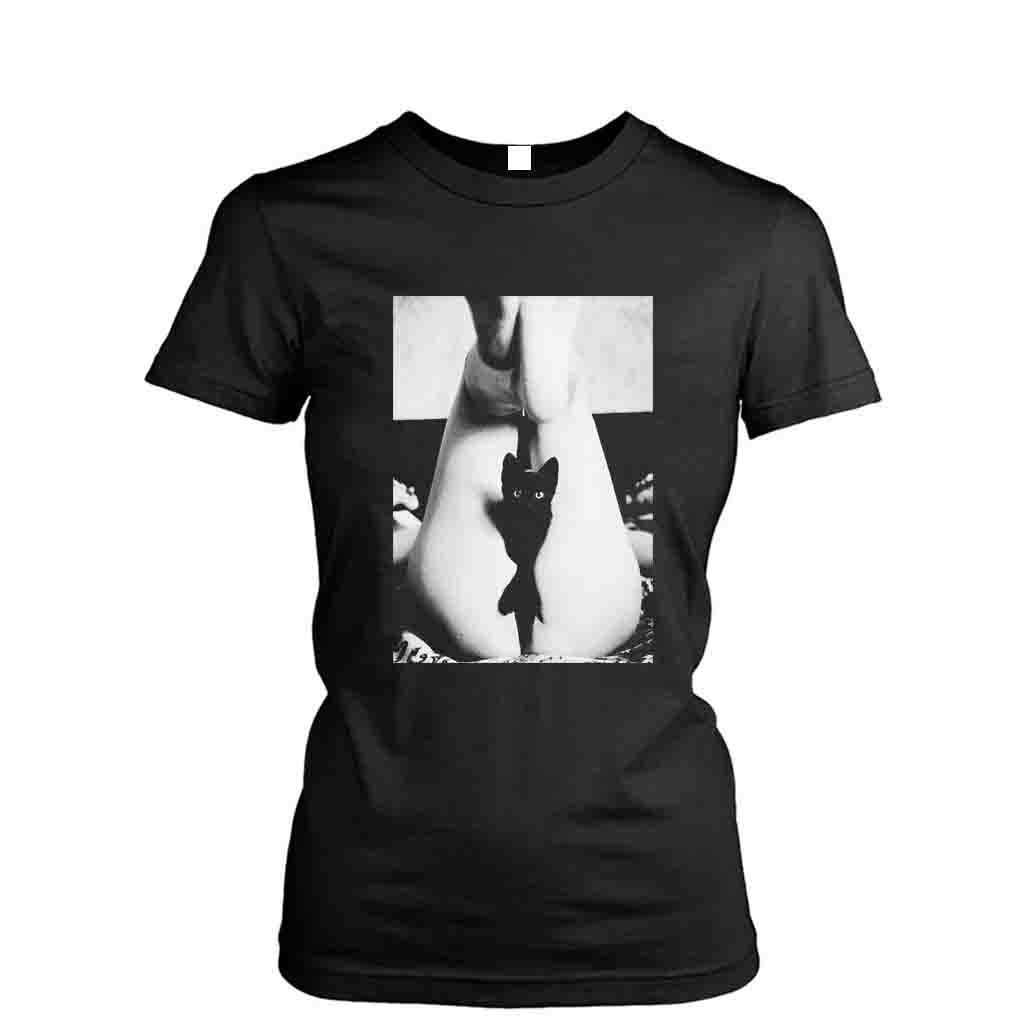 Black Cat Pussy Kitten Sexy Girl Women’s Tee T-Shirt