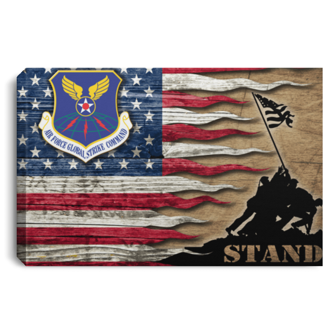Us Air Force Air Force Global Strike Command Stand For The Flag 24X16 Inches  Landscape Canvas .75In Frame