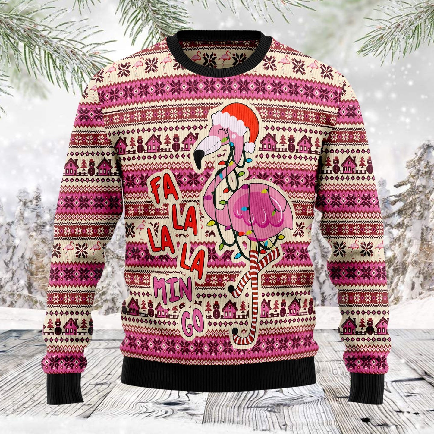 Flamingo Ugly Christmas Sweater | For Men & Women | Adult | Us6036