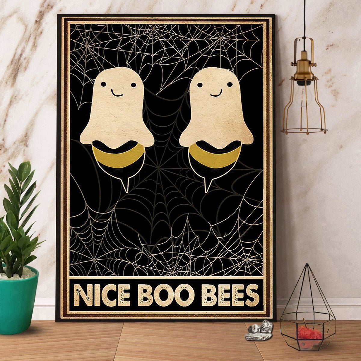 Retro Black Nice Boo Bees Halloween Canvas And Poster, Canvas Prints, My Poster Wall, Canvas Wall Art, Wall Decor Visual Art, Halloween Gift, Happy Halloween