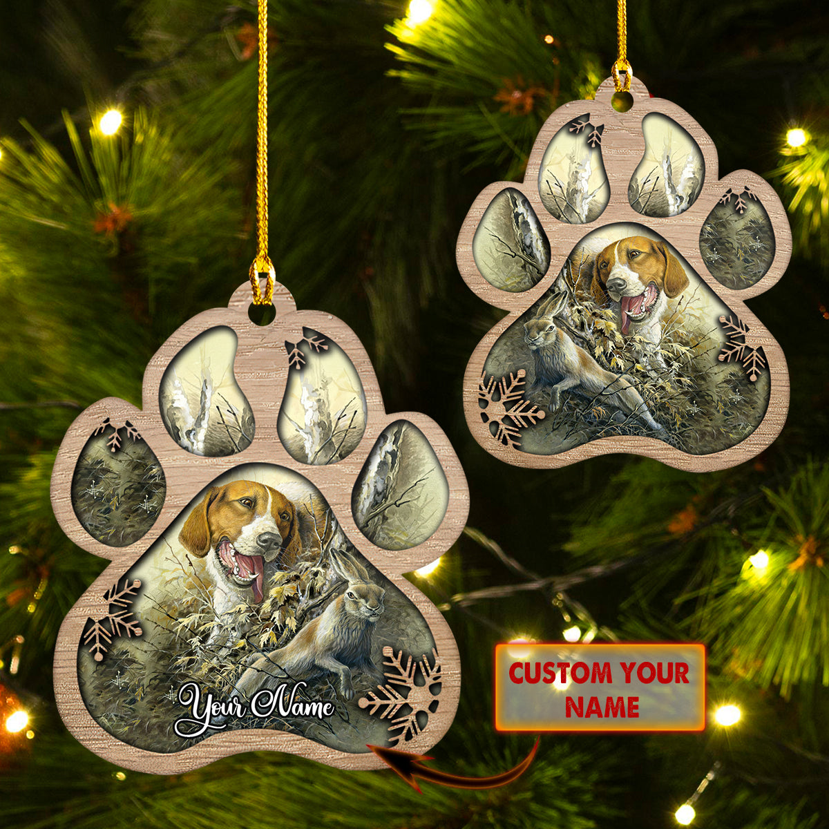 Beagle – Rabbit Hunting – Shaped Ornament  – Vxh98