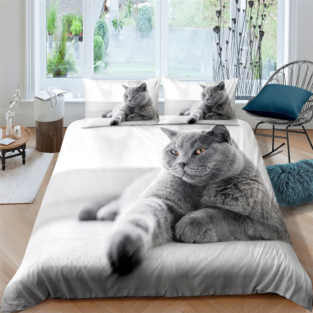 Cat Pets Kitten Bedding Set Queen 3D Cute Printed Duvet Cover Bedclothes S Luxury High Quality Bedspread