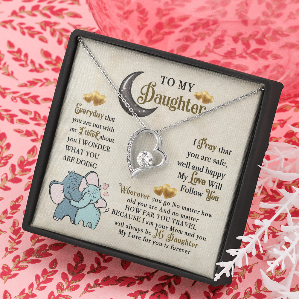 To My Daughter Elephant Mom Birthday Gift – Love Knot Necklace To My Wonderful Mom – Elephant Mother Daughter Son Message Card Gift To Mom – Perfect Jewelry Gifts For Mother’S Day – Gifts To Daughter From Mom – Mom To Daughter Necklace