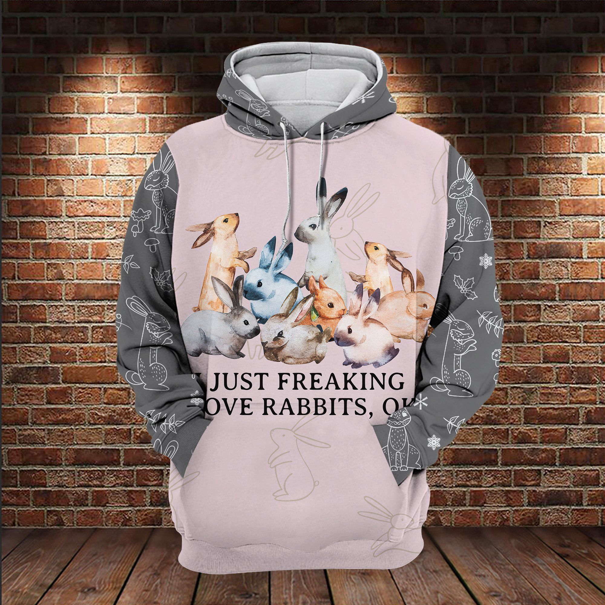 Just Freaking Love Rabbits 3D All Over For Rabbit Lovers 3D Hoodie Sweatshirt Zip Hoodie T Shirt Va95